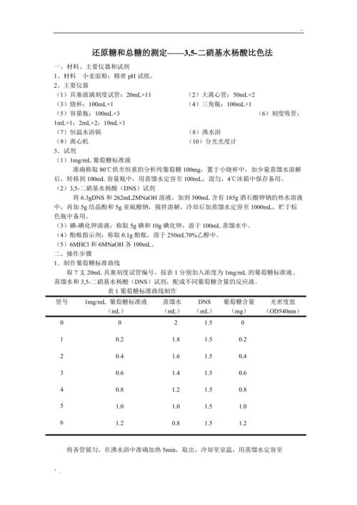 DNS法测定还原糖的实验详解