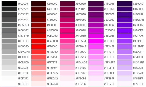 html颜色代码查询