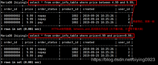 SQL语句查询结果