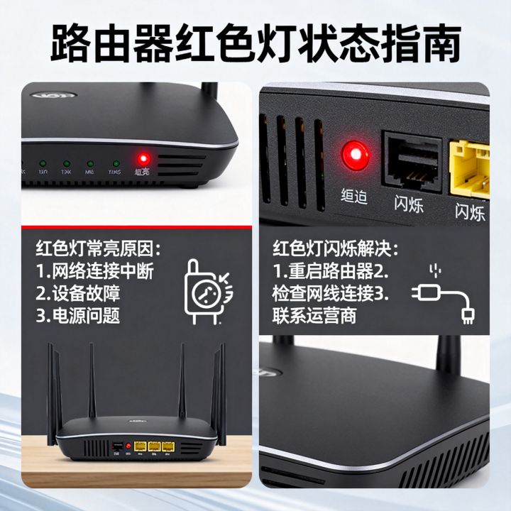 路由器红色灯一直亮是什么原因，路由器红色灯闪烁怎么办