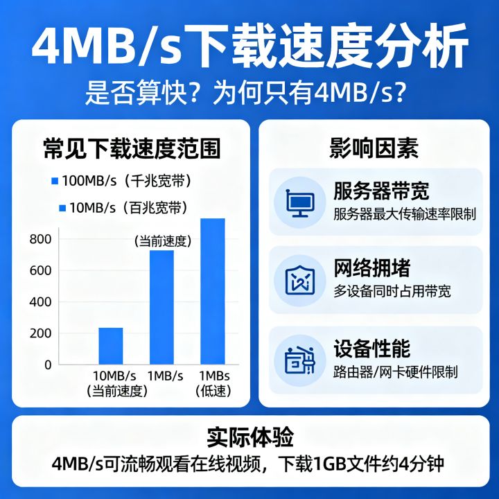网速下载4mbs算快吗，为什么下载速度只有4mb每秒