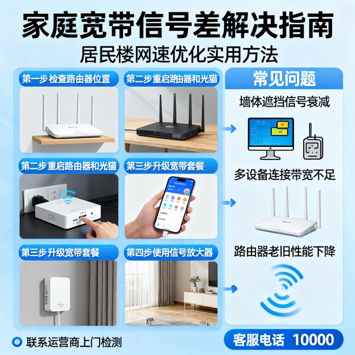 居民楼里网速不好怎么办，如何解决家庭宽带信号差