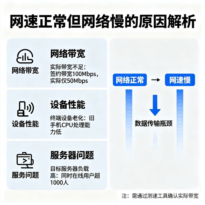 网速正常怎么回事，为什么网速慢但网络正常？
