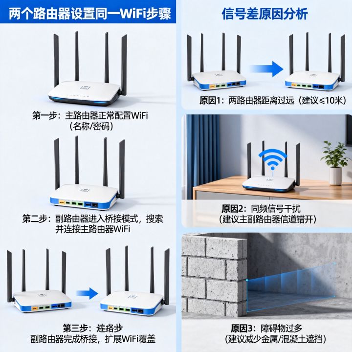 两个路由器怎么设置同一个wifi,为什么两个路由器同一个wifi信号差 两个路由器怎么设置同一个wifi,为什么两个路由器同一个wifi信号差
