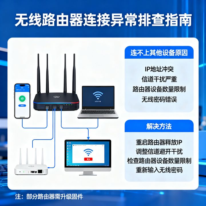 无线路由器只能连接一个手机怎么办，路由器连不上其他设备原因