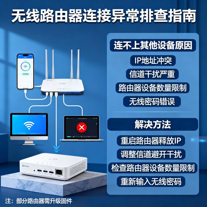 无线路由器只能连接一个手机怎么办，路由器连不上其他设备原因