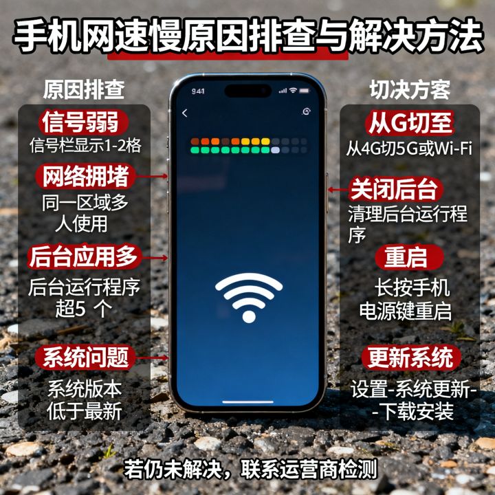 为什么手机用着网速慢，原因排查与解决方法