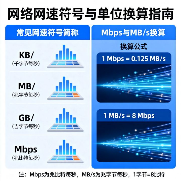 网络网速符号简称有哪些？网速单位Mbps和MB/s怎么换算