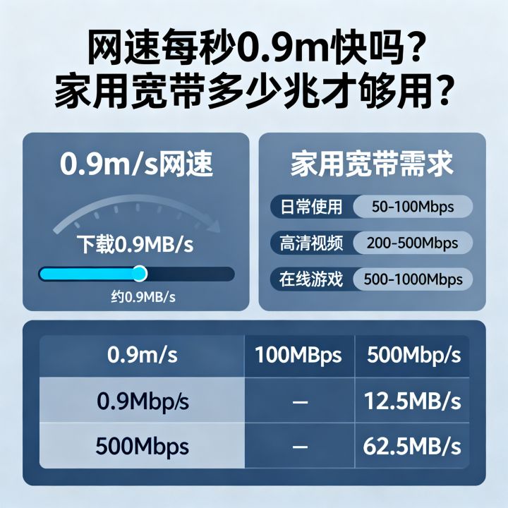 网速每秒0.9m快吗？家用宽带多少兆才够用？