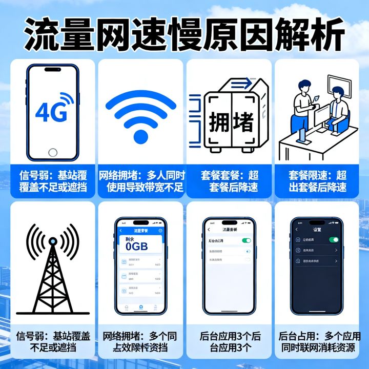 为什么开着流量网速还是很慢，流量网速慢怎么回事？