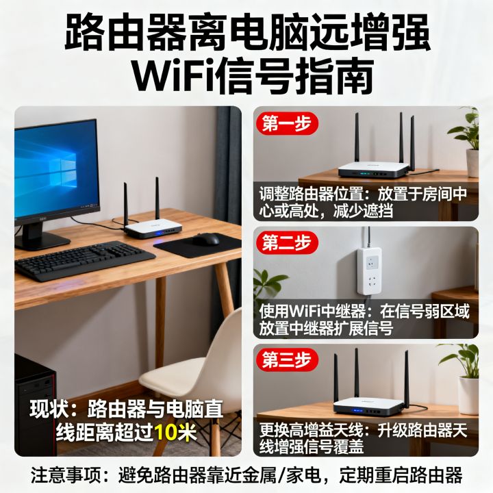 路由器离电脑远怎么办，如何增强WiFi信号？
