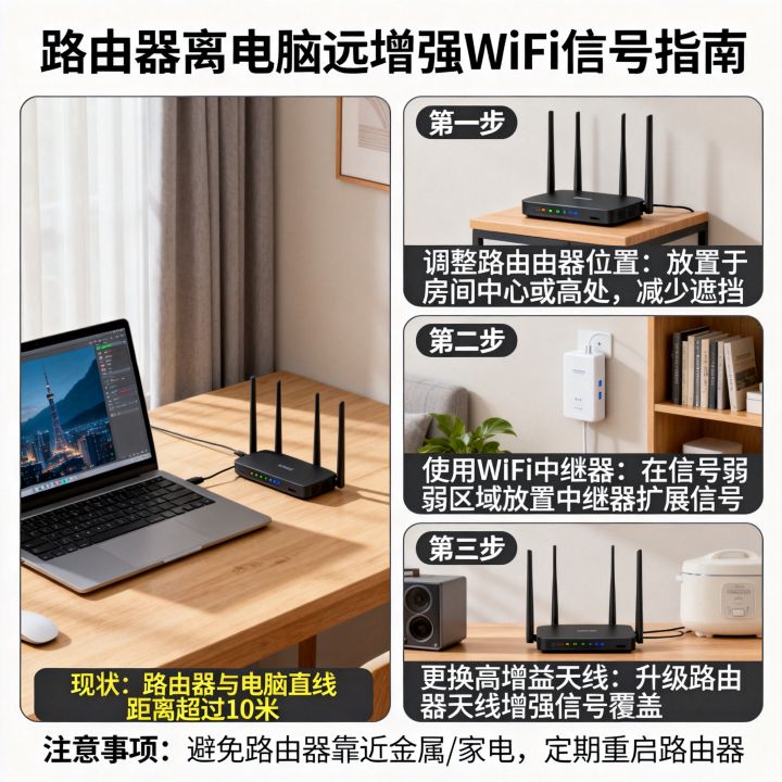 路由器离电脑远怎么办，如何增强WiFi信号？