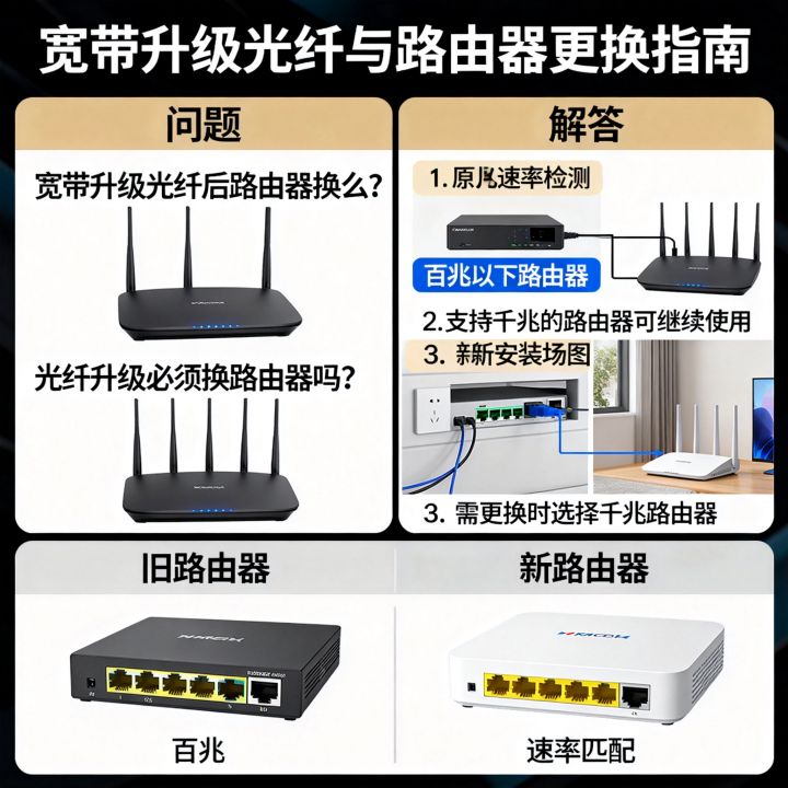 宽带升级光纤后路由器换么，光纤升级必须换路由器吗？