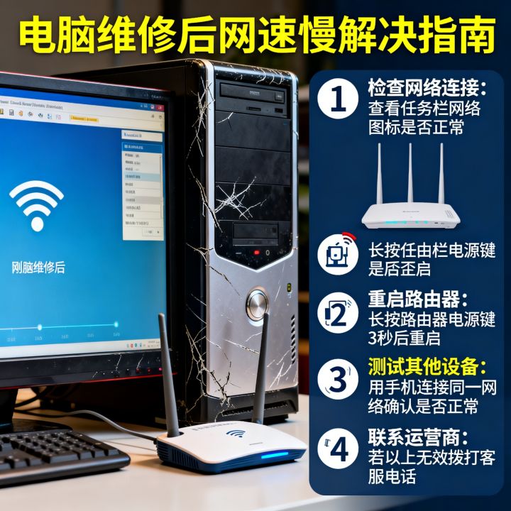 电脑修理后网速变慢怎么办，电脑维修后网速慢怎么解决
