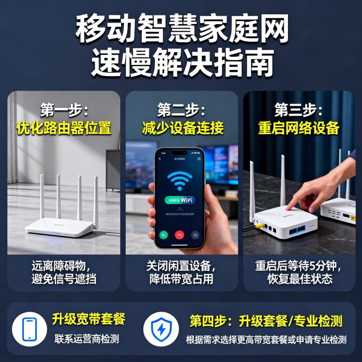 移动智慧家庭网速慢怎么办，提升宽带速度最有效方法？