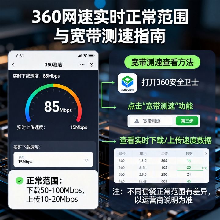 360网速实时多少正常，宽带测速怎么看？