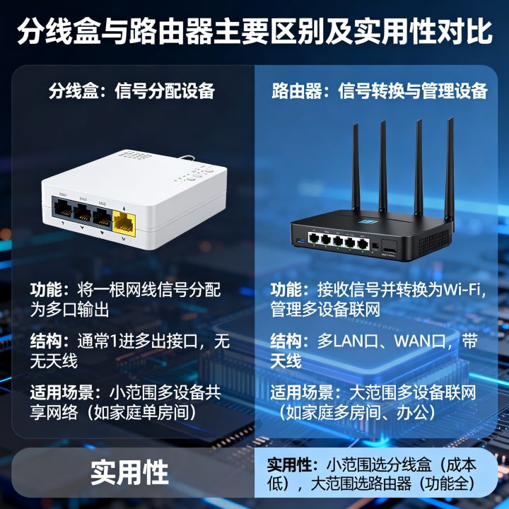 分线盒和路由器的主要区别是什么，哪个更实用？