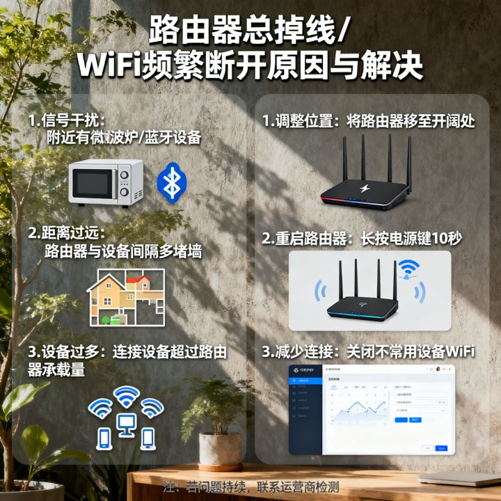 路由器总掉线怎么办，WiFi频繁断开是什么原因？