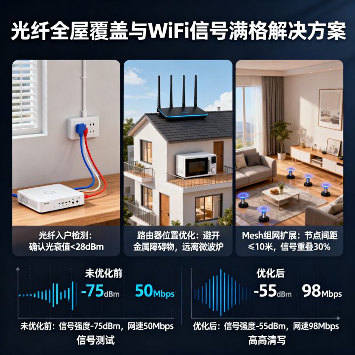 光纤全屋覆盖网速真的能满速吗，全屋wifi信号满格怎么解决