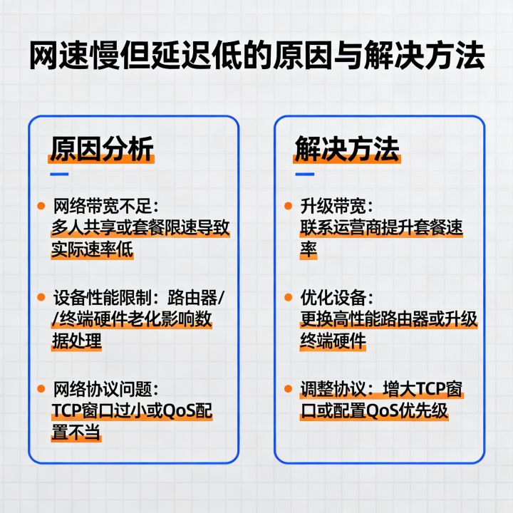 网速慢但延迟低是什么原因，网速慢延迟低怎么解决