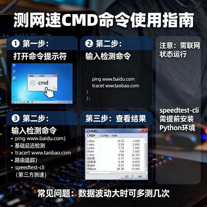 如何运行检测网速命令？测网速cmd命令有哪些，怎么用