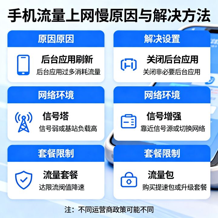 手机使用流量网速好慢怎么办，手机流量上网慢是什么原因