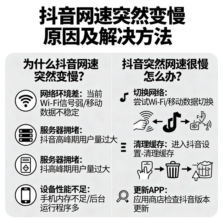 抖音突然网速很慢怎么办，为什么抖音网速突然变慢了？