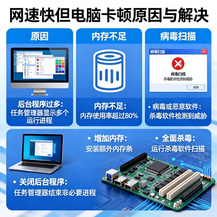 网速很快电脑卡顿怎么办？为什么网速快但电脑卡顿
