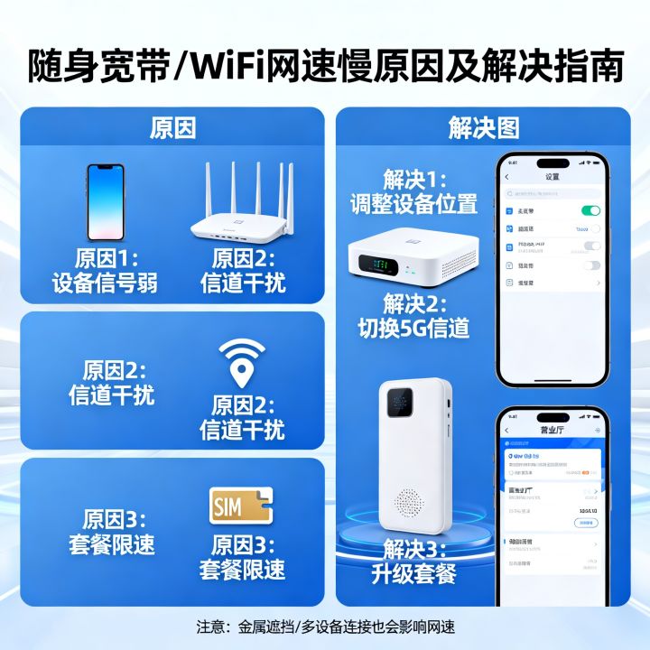 随身宽带网速差怎么解决，随身WiFi网速慢是什么原因，如何提升
