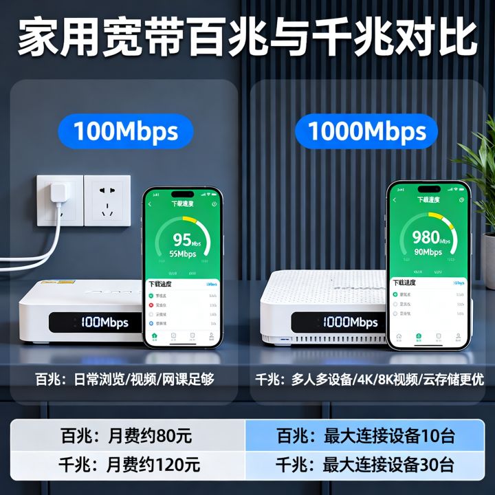 面板网速百兆还是千兆？家用宽带百兆和千兆哪个好