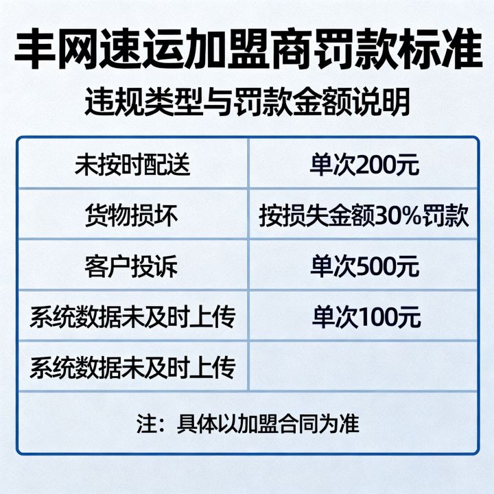 丰网速运罚款标准是什么？加盟商罚款多少钱一次