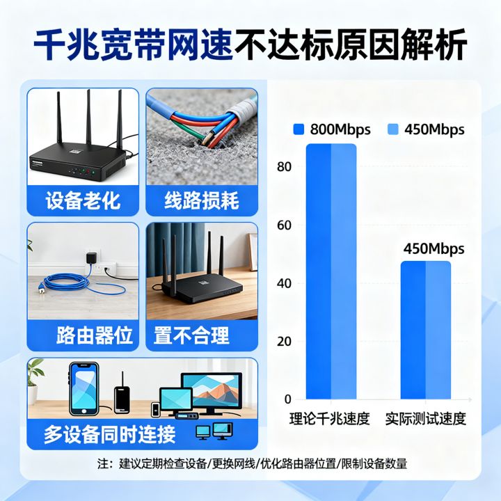 千兆宽带为什么网速不达标？千兆网速慢原因