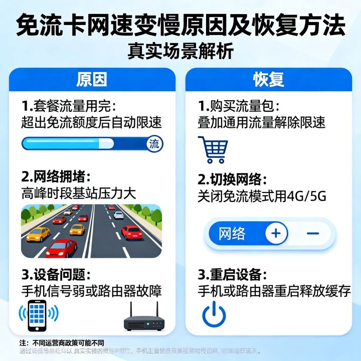 免流卡网速变慢是什么原因？免流卡限速后怎么恢复网速