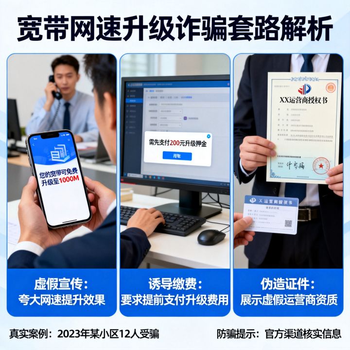 宽带网速升级是诈骗吗，宽带网速升级诈骗有哪些套路？