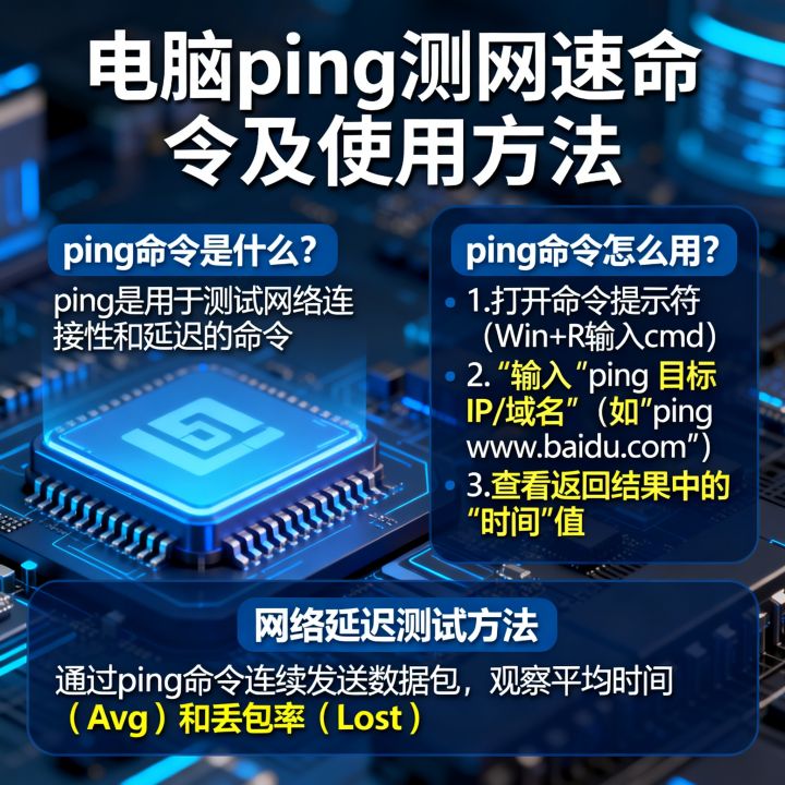 电脑ping测网速命令是什么？ping命令怎么用，网络延迟测试方法
