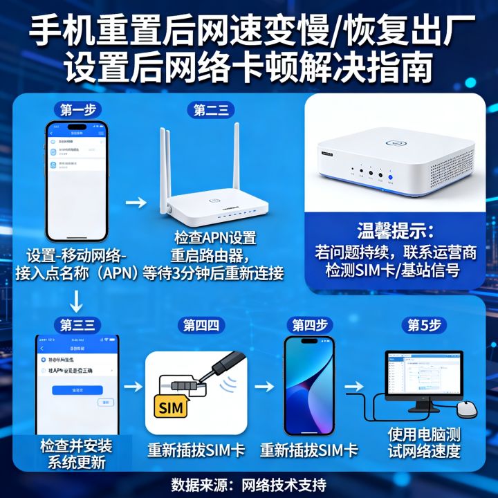手机重置后网速变慢怎么办，手机恢复出厂设置后网络卡顿怎么解决