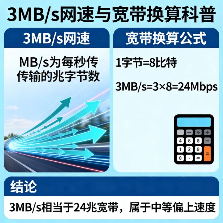 3MB/s网速算快吗,相当于多少兆宽带? 3MB/s网速算快吗,相当于多少兆宽带?