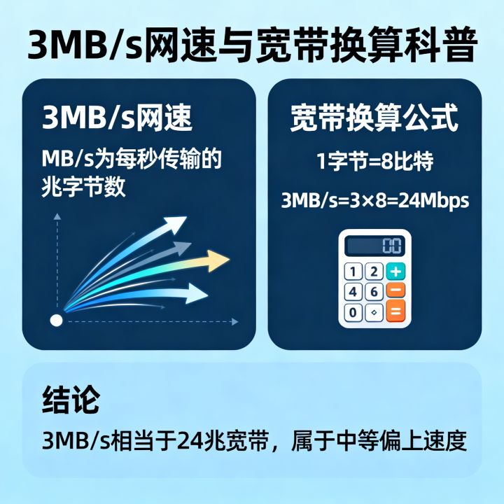 3MB/s网速算快吗,相当于多少兆宽带? 3MB/s网速算快吗,相当于多少兆宽带?