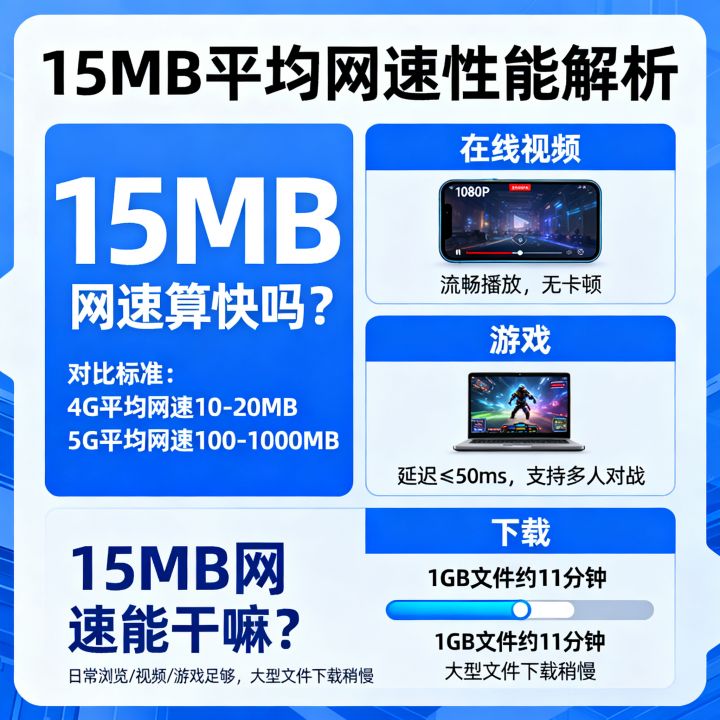 平均网速15mb算快吗？15mb网速能干嘛够用吗
