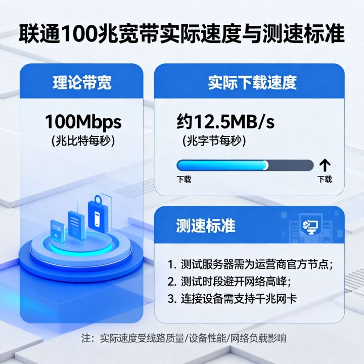 联通100兆的网速实际能达到多少,宽带测速标准是怎样的 联通100兆的网速实际能达到多少,宽带测速标准是怎样的