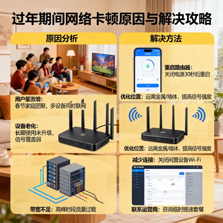 为什么过年网速很慢，过年期间网络卡顿怎么解决？