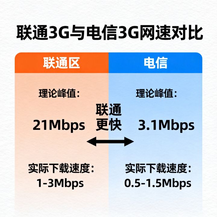 联通3g网速和电信3g网速是多少？哪个快，实际下载速度对比