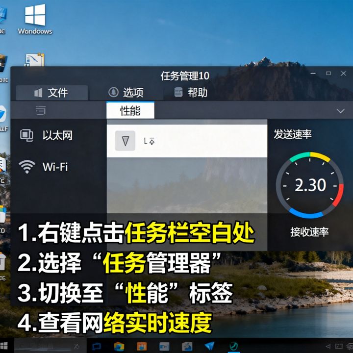 微软怎么显示实时网速，win10任务管理器网络监控在哪
