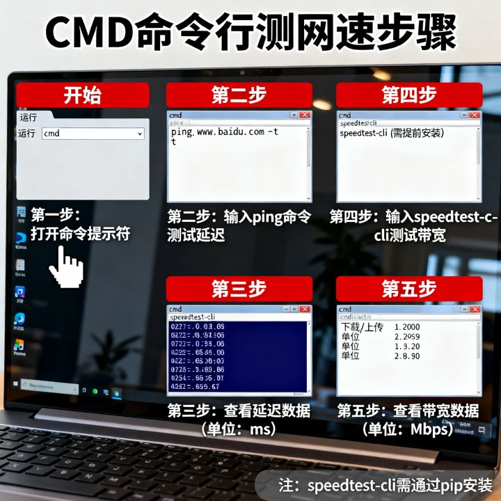 电脑如何cmd测网速，命令行测网速步骤是什么