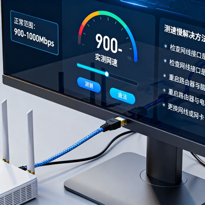 千兆网线电脑实测网速多少mbps正常，千兆网线测速慢怎么解决