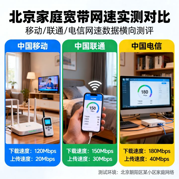 北京家庭网速哪家快？移动联通电信宽带网速对比实测