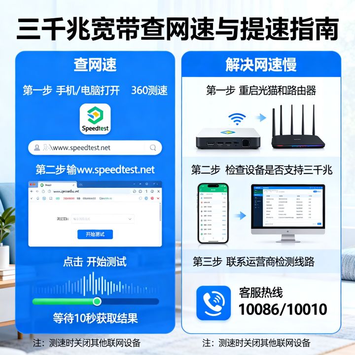 三千兆如何查网速？三千兆宽带网速慢怎么解决