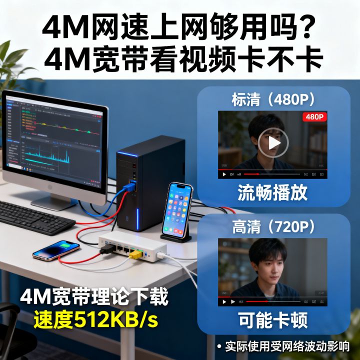 4m网速上网够用吗？4m宽带看视频卡不卡