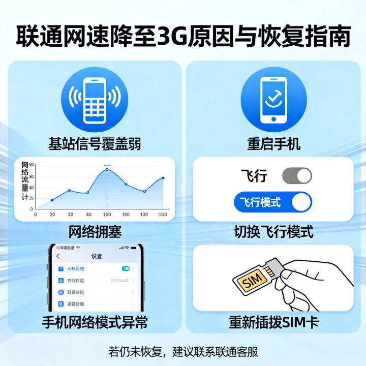 联通网速降到3是怎么回事？联通网速降到3G怎么恢复