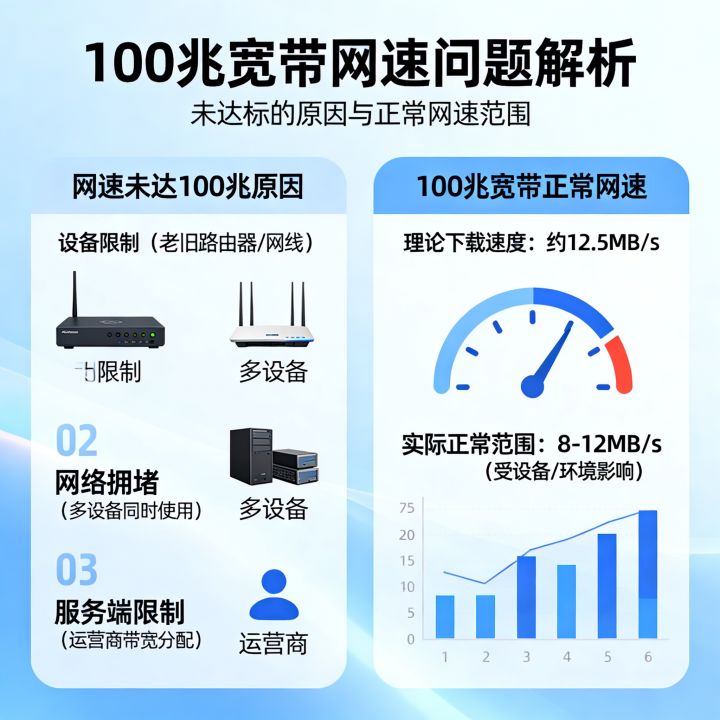 网速没有达到100兆是怎么回事？100兆宽带实际网速多少正常